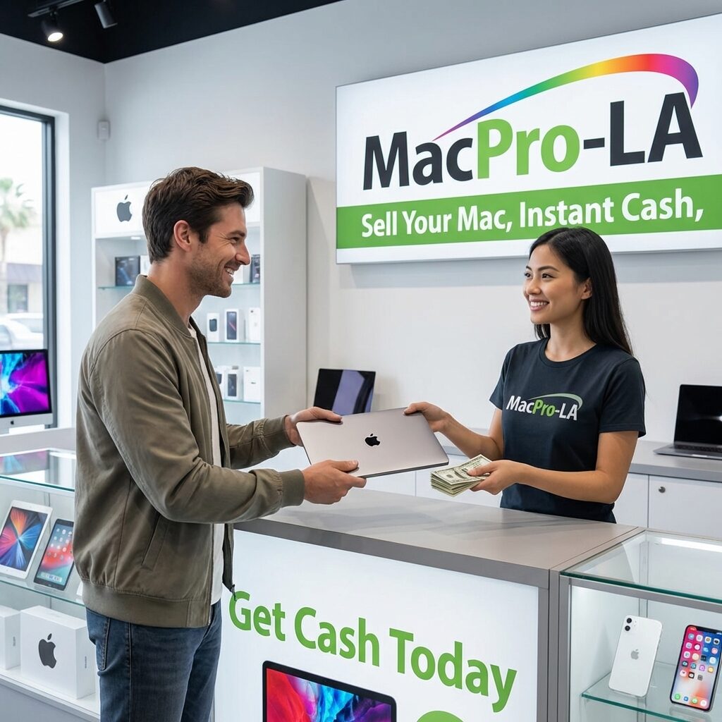 MacBook counter handoff at MacPro-LA for Glendale sellers